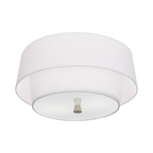 Load image into Gallery viewer, Decker Flush Mount Ceiling Light in Ascot White/Polished Nickel.
