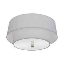 Load image into Gallery viewer, Decker Flush Mount Ceiling Light in Pearl Gray/Polished Nickel.
