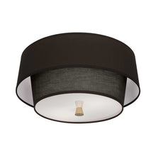 Load image into Gallery viewer, Decker Flush Mount Ceiling Light in Raven Black/Polished Nickel.

