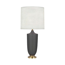 Load image into Gallery viewer, Hadrian Table Lamp in Matte Ash Glazed/Modern Brass.
