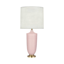 Load image into Gallery viewer, Hadrian Table Lamp in Matte Woodrose Glazed/Modern Brass.
