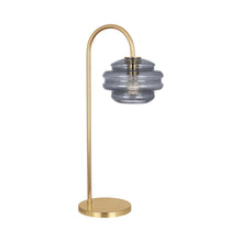 Load image into Gallery viewer, Horizon Table Lamp in Smoke Gray Glass.
