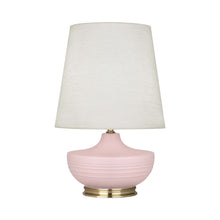 Load image into Gallery viewer, Nolan Table Lamp in Matte Woodrose/ Modern Brass.
