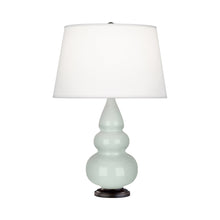 Load image into Gallery viewer, Triple Gourd Accent Lamp in Celadon/Deep Patina Bronze.

