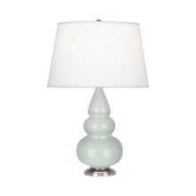 Load image into Gallery viewer, Triple Gourd Accent Lamp in Celadon/Antique Silver.
