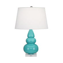 Load image into Gallery viewer, Triple Gourd Accent Lamp in Egg Blue/Lucite Base.
