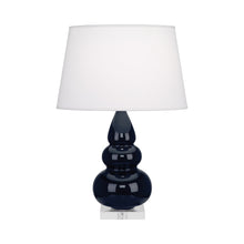 Load image into Gallery viewer, Triple Gourd Accent Lamp in Midnight Blue/Lucite Base.
