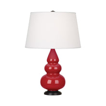 Load image into Gallery viewer, Triple Gourd Accent Lamp in Ruby Red/Deep Patina Bronze.
