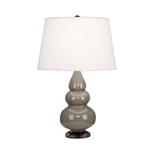 Load image into Gallery viewer, Triple Gourd Accent Lamp in Smoky Taupe/Deep Patina Bronze.
