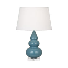 Load image into Gallery viewer, Triple Gourd Accent Lamp in Steel Blue/Lucite Base.
