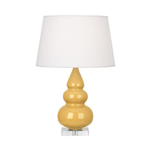 Load image into Gallery viewer, Triple Gourd Accent Lamp in Sunset Yellow/Lucite Base.
