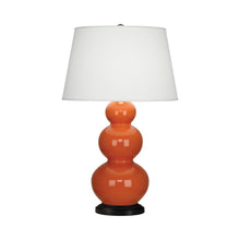 Load image into Gallery viewer, Triple Gourd Table Lamp in Deep Patina Bronze/Pumpkin.

