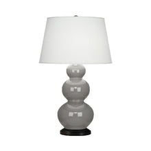 Load image into Gallery viewer, Triple Gourd Table Lamp in Deep Patina Bronze/Smoky Taupe.
