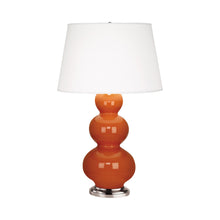 Load image into Gallery viewer, Triple Gourd Table Lamp in Antique Silver/Pumpkin.
