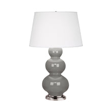 Load image into Gallery viewer, Triple Gourd Table Lamp in Antique Silver/Smokey Taupe.
