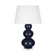 Load image into Gallery viewer, Triple Gourd Table Lamp in Lucite/Midnight Blue.
