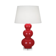 Load image into Gallery viewer, Triple Gourd Table Lamp in Lucite/Ruby Red.

