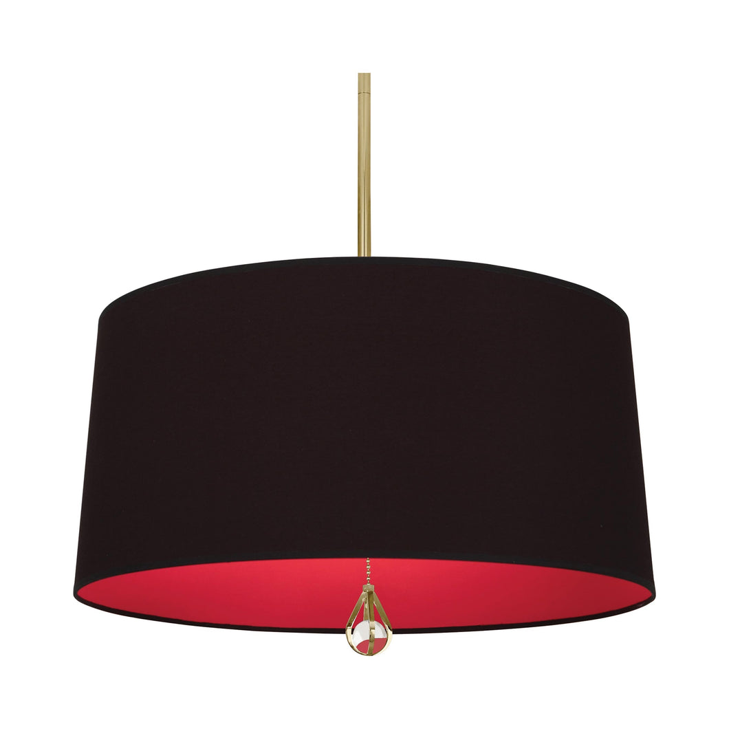 Williamsburg Custis Pendant Light in Modern Brass/Blacksmith Black/Richmond Red Lining.