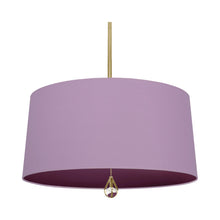 Load image into Gallery viewer, Williamsburg Custis Pendant Light in Modern Brass/Ludwell Lilac/Greenhow Grape Lining.
