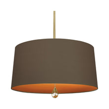 Load image into Gallery viewer, Williamsburg Custis Pendant Light in Modern Brass/Revolutionary Storm/William Of Orange Lining.
