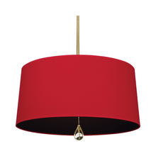 Load image into Gallery viewer, Williamsburg Custis Pendant Light in Modern Brass/Richmond Red/Blacksmith Black Lining.
