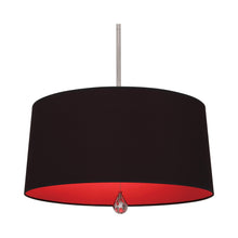 Load image into Gallery viewer, Williamsburg Custis Pendant Light in Polished Nickel/Blacksmith Black/Richmond Red Lining.
