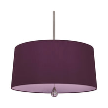 Load image into Gallery viewer, Williamsburg Custis Pendant Light in Polished Nickel/Greenhow Grape/Ludwell Lilac Lining.
