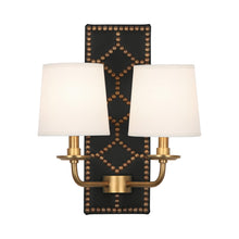 Load image into Gallery viewer, Williamsburg Lightfoot Wall Light in Blacksmith Black/Aged Brass.
