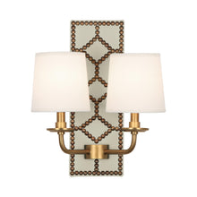 Load image into Gallery viewer, Williamsburg Lightfoot Wall Light in Bruton White/Aged Brass.

