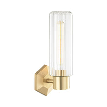 Load image into Gallery viewer, Roebling Wall Light in Aged Brass.
