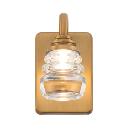 Rondelle LED Bath Wall Light in Aged Brass/1-Light.