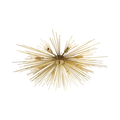 Roxanne Flush Mount Ceiling Light in Antique Brass.