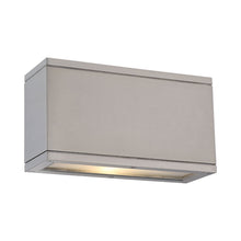 Load image into Gallery viewer, Rubix Rectangular Outdoor LED Wall Light in Brushed Aluminum (2-Light).

