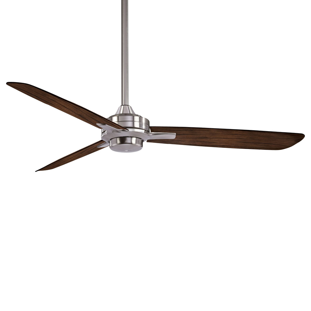 Rudolph Ceiling Fan in Brushed Nickel / Medium Maple.