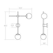 Load image into Gallery viewer, Sabon™ Double LED Wall Light - line drawing.

