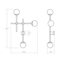 Load image into Gallery viewer, Sabon™ Triple LED Wall Light - line drawing.
