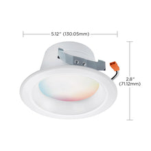 Load image into Gallery viewer, Starfish Wifi Smart LED Color-Changing 4 Inch Recessed Downlight - line drawing.
