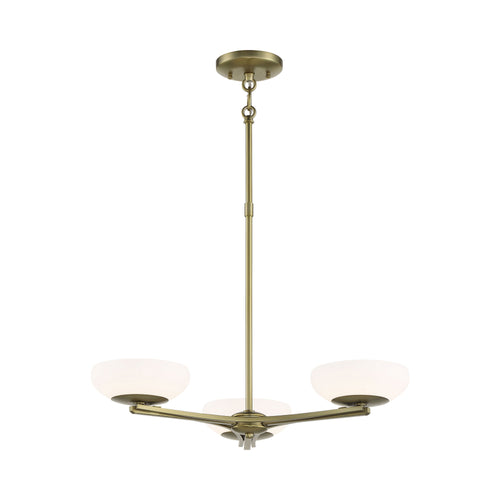 Scale LED Chandelier in Soft Brass.