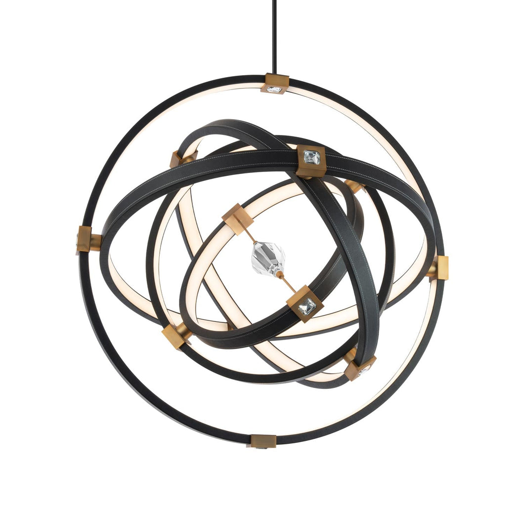 Atomic LED Pendant Light in Aged Brass.