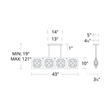 Load image into Gallery viewer, Enchante LED Linear Pendant Light - line drawing.
