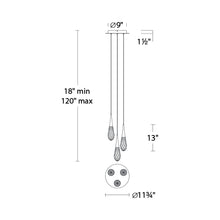 Load image into Gallery viewer, Hibiscus LED Multi Light Pendant Light - line drawing.
