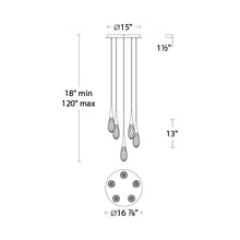 Load image into Gallery viewer, Hibiscus LED Multi Light Pendant Light - line drawing.
