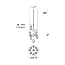 Load image into Gallery viewer, Hibiscus LED Multi Light Pendant Light - line drawing.
