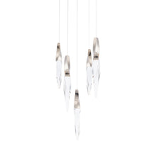 Load image into Gallery viewer, Kindjal LED Multi Light Pendant Light in Polished Nickel (5-Light).
