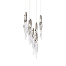 Load image into Gallery viewer, Kindjal LED Multi Light Pendant Light in Polished Nickel (9-Light).
