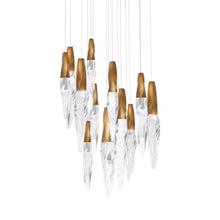 Load image into Gallery viewer, Kindjal LED Multi Light Pendant Light in Aged Brass (15-Light).
