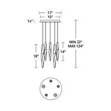 Load image into Gallery viewer, Kindjal LED Multi Light Pendant Light - line drawing.
