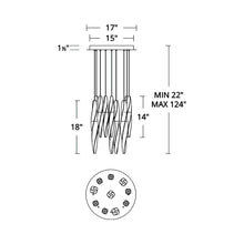 Load image into Gallery viewer, Kindjal LED Multi Light Pendant Light - line drawing.
