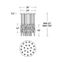 Load image into Gallery viewer, Kindjal LED Multi Light Pendant Light - line drawing.
