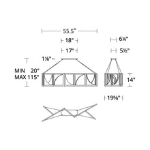 Load image into Gallery viewer, Luna LED Linear Pendant Light - line drawing.
